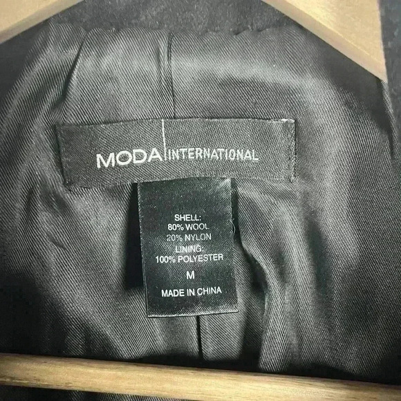 MODA international wool coat womens medium black casual winter - Picture 3 of 9